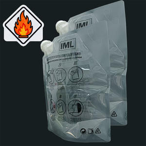 Bolsa de boquilla de PE impresa en huecograbado personalizada al por mayor de fábrica a prueba de fugas reciclable con advertencia de seguridad para líquidos inflamables - Product Image 3