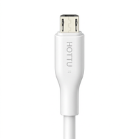 Kabel Pengisi Daya USB Mikro Silikon Putih USB-A ke Mikro USB untuk Smartphone Tablet Power Bank Mobil Rumah Perjalanan