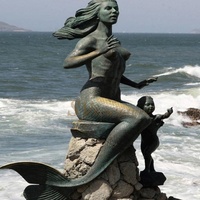 Statue en bronze moulé, Sculpture en forme de sirène, taille de vie, décoration de jardin, usine