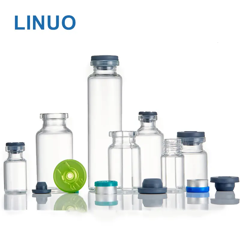 Botella con tapón de goma para uso en el hogar, viales de vidrio tubulares de inyección transparente ámbar pequeña de 1ml, 3ml, 10 Ml y 5ml