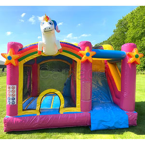 Château Gonflable Commercial Licorne avec Toboggan et Trampoline, Écologique, Capacité 800kg, pour Enfants - Product Image 3