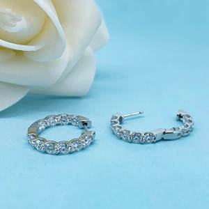 ZHUANGYEE <strong>Solid</strong> <strong>14K</strong> White <strong>Gold</strong> <strong>Earrings</strong> 1.0CT White Lab Diamond Round Brilliant Cutting 20MM Hoop <strong>Earrings</strong> CVD HPHT - Product Image 5