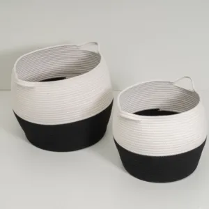 Factory Wholesale New Design Eco-FriendlyRound Woven Belly Baskets Cotton Rope Baskets Laundry Basket