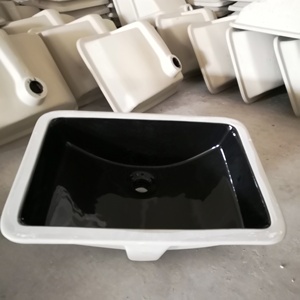 Lavabo rectangulaire en céramique blanc <span class=keywords><strong>et</strong></span> noir moderne de luxe Chaozhou, 3 ans CUPC, <span class=keywords><strong>sous</strong></span> plan, capacité de 12 L, lavabo de salle de bain avec armoire - Product Image 2