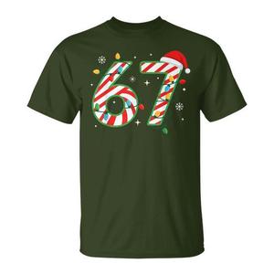 Camiseta familiar a juego con diseño de gorro de Papá Noel y bastón de caramelo, regalo navideño Six Seven Meme 67 - Product Image 1