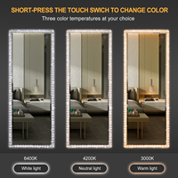 Wholesale Rectangle Shape Led Full Length Bathroom Mirror Crystal Framed Standing Floor Stainless Material Bathroom Mirror