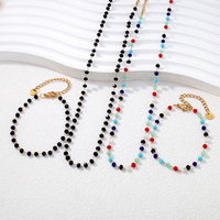 Bijoux mode élégants et minimalistes en acier inoxydable, vente en gros de perles de cristal plaquées or, ensembles de bracelets et de colliers pour femmes