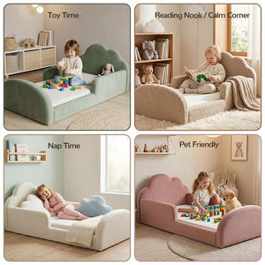 Cama Infantil en Forma de Nube, Diseño Seguro de Espuma Completa, Cama para Niños Pequeños, Estilo Minimalista, Tela de Peluche Suave al Tacto, Funda Lavable a Máquina - Product Image 5