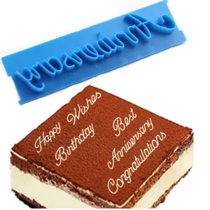 Toptan mutlu doğum günü die kesici-6 adet/takım el yazısı fondan kek Embosser baskı harfler kalıp İyi ki doğdun en iyi dileklerimle yıldönümü kurabiye kalıbı
