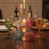Verres à vin en plastique transparent de style gaufré vert sauge de 7,5 oz pour les mariages, les fêtes, les événements, les réceptions