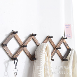 Porte-vêtements télescopique en bois, mural, rétractable, pour chambre à coucher, rangement de placard - Product Image 2
