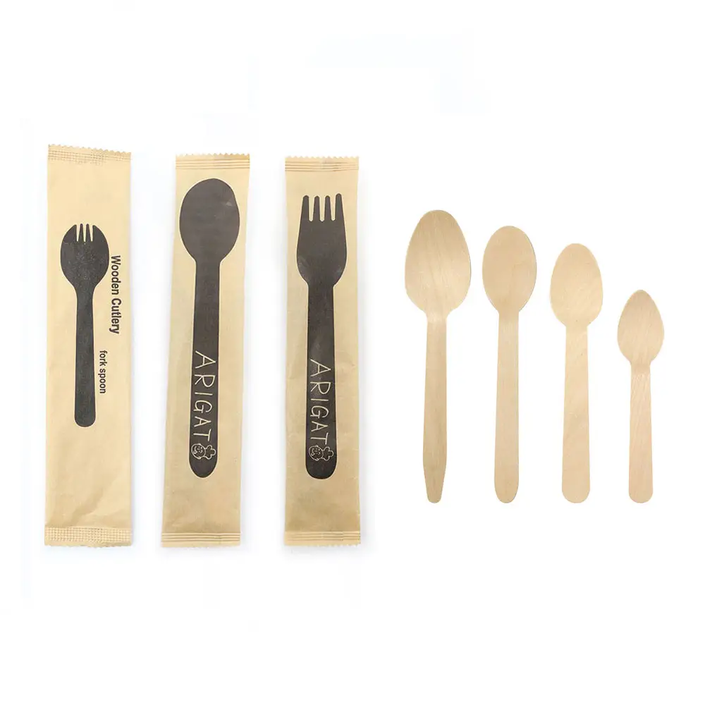 Disposable Wooden Spoon Knife And Fork Set Cookware Tableware Sets