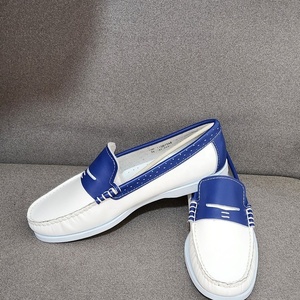 Mocasines Blancos y Azules de Alta Calidad, Hechos a Mano con Cuero Genuino Suave, Zapatos Náuticos Unisex para Conducir y Viajar, Bateaux Hommes - Product Image 4