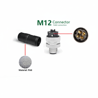 Connecteur DIN M12 mâle droit 3/4 broches M12-M04T, adaptateur étanche IP40, contacts en cuivre, 60V 5A, pour connexions industrielles de câbles d'alimentation