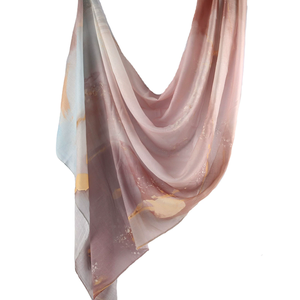 Nouveau Voile Tissé en Modal Imprimé Effet Aquarelle Pierre, Respirant, Léger et Doux en Polyester Viscose Coton, Hijab Musulman Pour Femme - Product Image 5