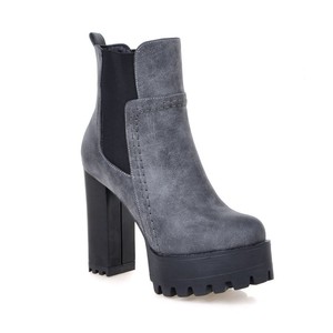 Botas Casuales Marrones Mate para Toda Temporada con Plataforma Antideslizante para Compras, Botas de Plataforma con Punta Redonda Marrón - Product Image 5