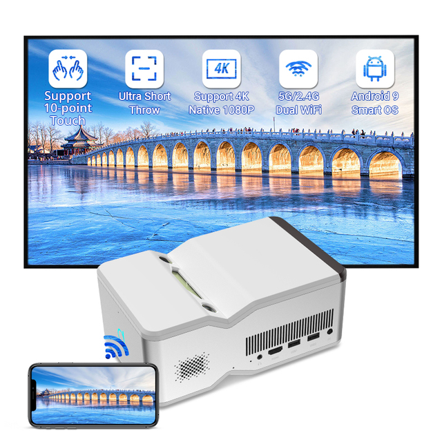 Hotack D071 Smart Android Home Theater Video Proyector Portable Outdoor Short Throw Projector for Business Education Game