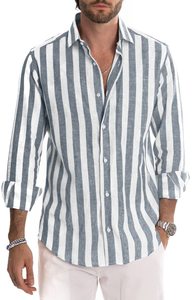 <span class=keywords><strong>Camicia</strong></span> da uomo Casual a righe con risvolto a manica lunga da uomo 2024 europea e americana nuova <span class=keywords><strong>camicia</strong></span> ampia da uomo - Product Image 4