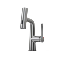Robinet d'eau chaude et froide monotrou monté sur le pont, 3 voies, cascade extractible, robinets d'évier de cuisine