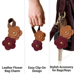 Faux Leather Pendant Fashionable Cross Flower Decoration Detachable <b>Bag</b> <b>Charm</b> - Product Image 3