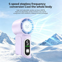 Ventilateur portable OEM en gros à 5 vitesses avec affichage numérique LED, mini ventilateur personnel turbo haute vitesse pour le refroidissement personnel