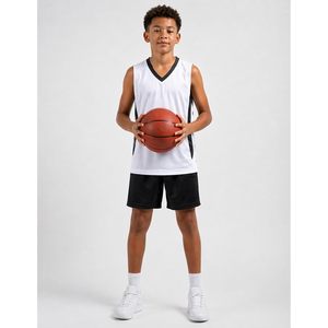 Maillot de basketball réversible en mesh pour jeunes garçons FOXA, col en V, anti-transpiration, uniforme sportif pour entraînement sportif - Product Image 3