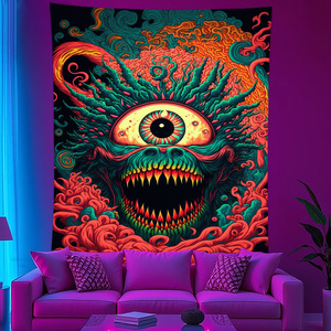 Tapisserie murale réactive aux <span class=keywords><strong>UV</strong></span> « Œil de Dieu » <span class=keywords><strong>psychédélique</strong></span> pour la sorcellerie, décoration murale hippie, art bohème, mandala esthétique pour chambre - Product Image 5