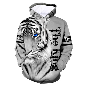 Men's Lion & Tiger 3D Printed Hoodie - Unisex Zip-Up Sweatshirt, Casual Pullover With Bold Animal Graphics