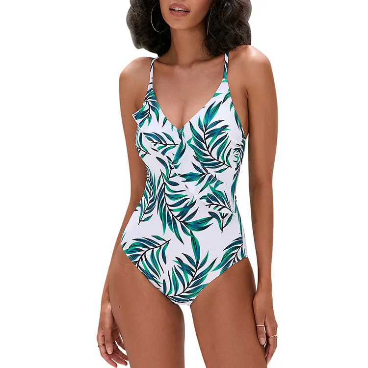 Bikinis Beachwear Ruffle Swimsuit Women Removable Padded One Piece Swimwear