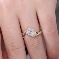 Bague de fiançailles 1CT en or massif 10K/14K/18K avec diamant de laboratoire taille marquise et bande latérale pavée, certifiée IGI CVD/HPHT, personnalisable