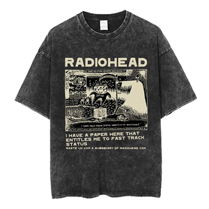 Rock Band <b>Radiohead</b> Bends Vintage Letter Pattern 100% Cotton Washed Short Sleeve Regular Fit Breathable Unisex T-<b>shirt</b> - Product Image 1
