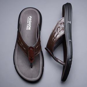 Tongs pour hommes, chaussures de plage antidérapantes d'été, sandales décontractées à semelle épaisse pour l'extérieur, noires - Product Image 2