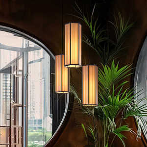 Lampes suspendues de style japonais, rectangulaires, base d'ampoule E27, pour salle de thé, restaurant, comptoir de bar, luminaires - Product Image 4