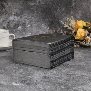 In stock: Gold-stamped English lettering, black square <b>paper</b> napkins, high-end hotel and restaurant disposable <b>paper</b> napkins. - Product Image 4