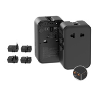 Adaptateur de voyage portable mince Worldplug tout-en-un à charge rapide 25W QC3.0 avec 2 ports USB Type C pour ordinateur portable et appareil photo