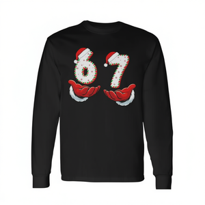 T-shirt à manches longues avec motif Number 67 Christmas Santa Hands Gen Alpha Slang Meme - Product Image 2