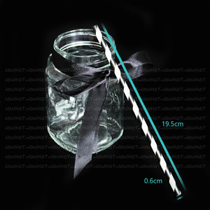 Black Striped <b>Paper</b> Straws 19.5cm Disposable <b>Biodegradable</b> Eco Friendly Party Cocktail Straws - Product Image 1