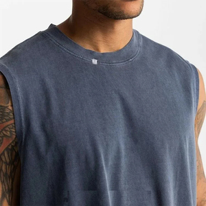 Ripped Distressed <b>Stringer</b> <b>Vest</b> Made With Polyester Cotton for Bodybuilding Training Muscle Singlet Workout - Product Image 3