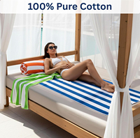 Large Size 30x60in Pure Cotton Beach Towel with Pool Towel Stripes - Quick-drying, Suitable for Swimming, Beach, Bathroom, Yoga,