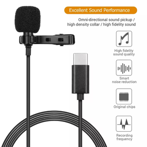 Micrófono de solapa Lavalier Jmary, interfaz tipo C, micrófono de condensador omnidireccional para portátil móvil, micrófono de conferencia Vlog - Product Image 2