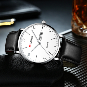 Montre à quartz minimaliste pour homme, bracelet en cuir, montre-bracelet simple pour affaires, étanche, tendance - Product Image 5