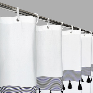 Qualité supérieure Heavy Duty Coton Lin Ferme Moderne Shabby Chic Bohème Cottage Décor <span class=keywords><strong>De</strong></span> <span class=keywords><strong>Salle</strong></span> <span class=keywords><strong>De</strong></span> Bains, Rideau <span class=keywords><strong>De</strong></span> Douche Imperméable - Product Image 2