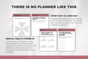 Journal à couverture rigide rose personnalisé Workout Gym Mental Health Fitness Log Book Fitness Planner - Product Image 2