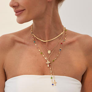 Sıcak satış çok katmanlı istiflenebilir simülasyon inci kollarbone zincirler kadınlar için abartılı uzun püskül çapraz kolye kolye hediyeler - Product Image 2