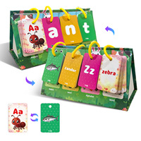 Cartes Flash Phoniques de Dessins Animés avec Anneaux de Reliure, Mots CVC, Alphabet et Images pour l'Apprentissage Précoce des Enfants