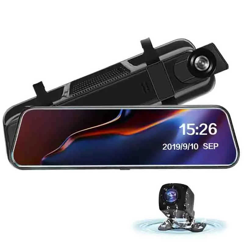 10 pouces + 1080P double objectif Auto Electronics voiture boîte noire en gros Dash Cam rétroviseur caméra Dash caméra