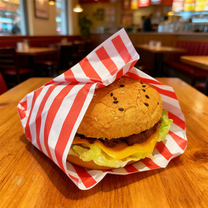 Tùy chỉnh bánh hamburger không thấm mỡ giấy Sandwich gói nhiều lớp giấy Gà Bọc bảng Mat sáp giấy - Product Image 4