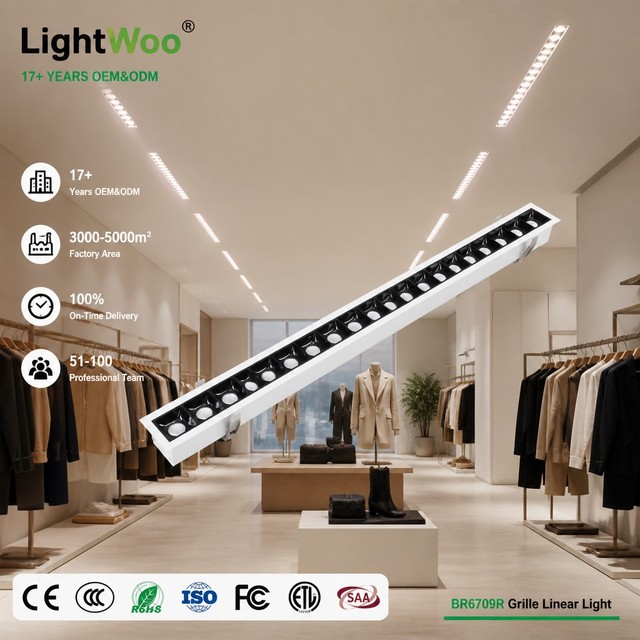 Lightwoo Anti Glare Grille Design Soft Light Eye Comfort DALI 0 10V TRIAC Dimmable Office Meeting Room Recessed LED Linear Light