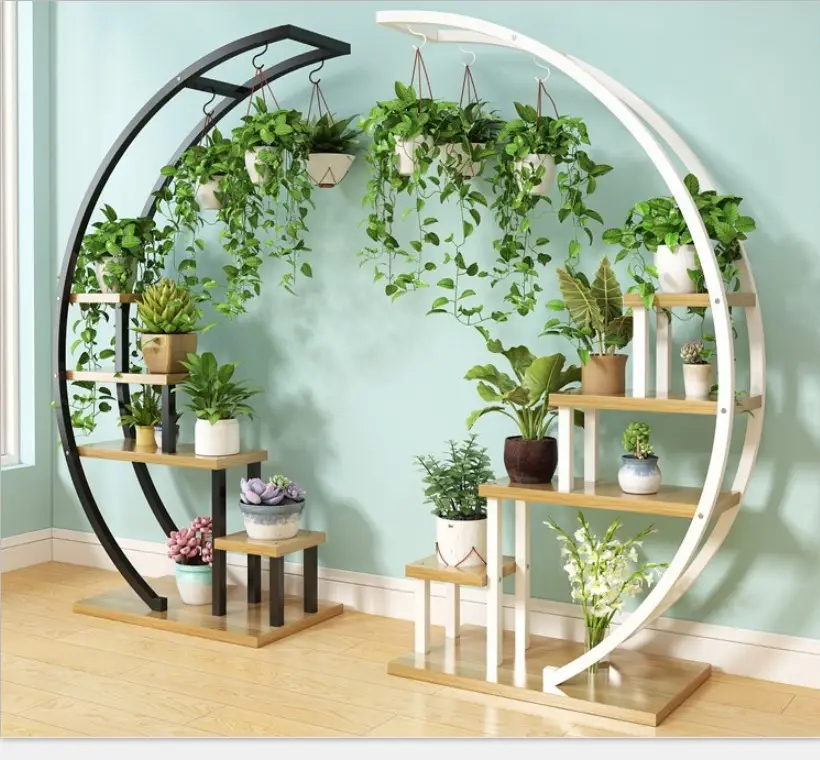 Large Display Rack Balcony Wrought Iron Storage Shelves Flower Holders Indoor Plant Pot Stand