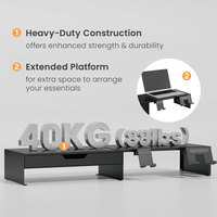Vente en gros Bureau à domicile Rehausseur de moniteur ergonomique de 40 kg robuste Grand support pour ordinateur portable avec tiroir de rangement et supports pour téléphone et tablette